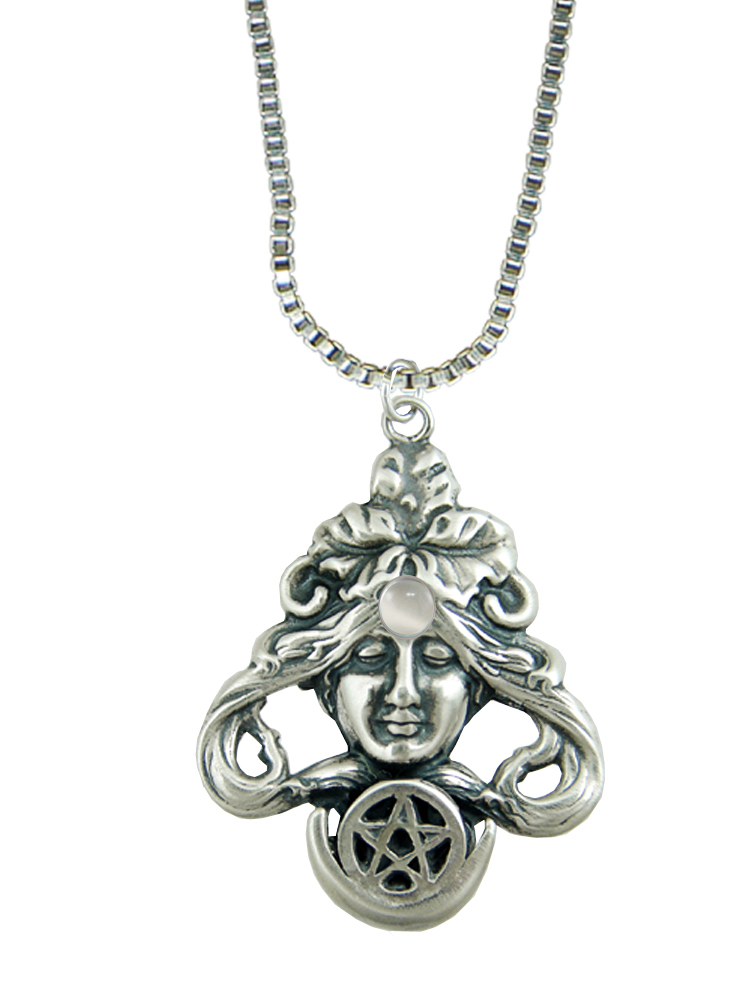 Sterling Silver First Goddess Pendant With White Moonstone